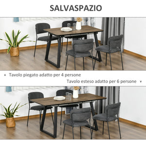 EasyComfort Tavolo da Pranzo Salvaspazio Allungabile per 4-6 Persone in MDF e Metallo, 120-160x80x76 cm, color Legno