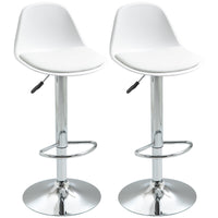 EASYCOMFORT  Set 2 Sgabelli da Bar Girevoli con Schienale, Poggiapiedi e Altezza Regolabile, 40x42x82-104cm, Bianco