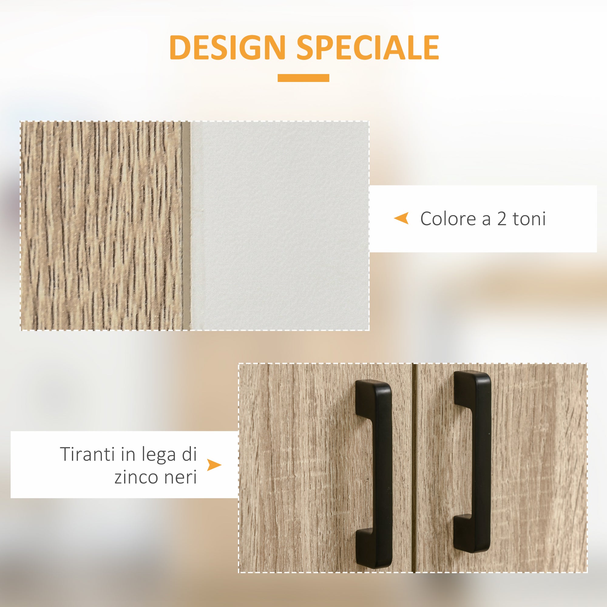 EASYCOMFORT  Dispensa Cucina in Legno MDF con 4 Ripiani Regolabili, 4 Porte e Dispositivo Antiribaltamento, 80x40x182cm, Color Legno e Bianco