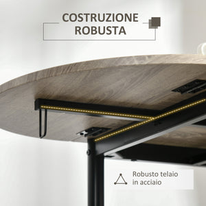 EASYCOMFORT  Set da Pranzo 3 Pezzi con 2 Sedie e 1 Tavolo da Pranzo Ovale in MDF e Acciaio per Spazi Limitati, Color Legno