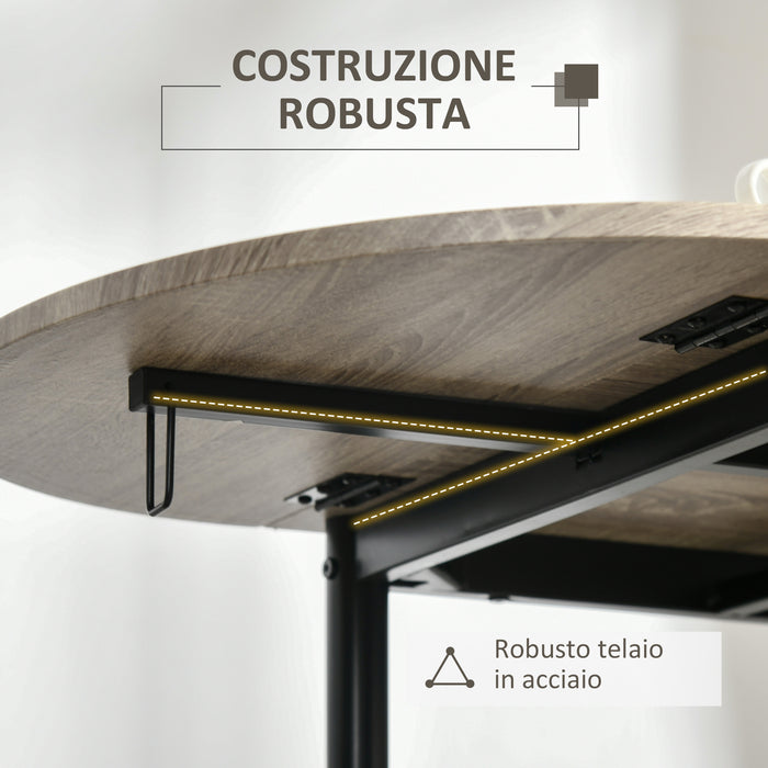 EASYCOMFORT  Set da Pranzo 3 Pezzi con 2 Sedie e 1 Tavolo da Pranzo Ovale in MDF e Acciaio per Spazi Limitati, Color Legno