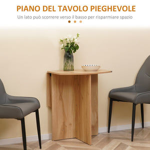 EasyComfort Tavolo da Pranzo Pieghevole Salvaspazio in Legno, 90x60x74cm, Quercia