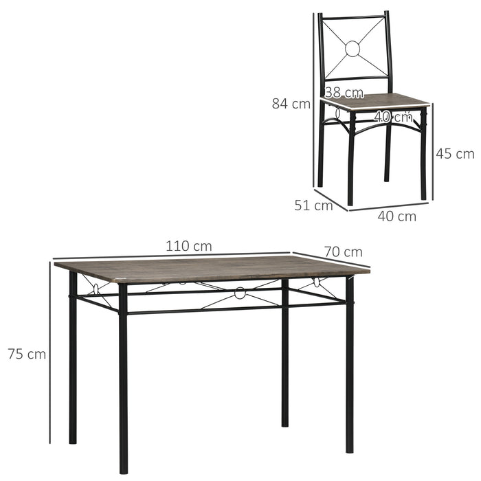 EASYCOMFORT  Tavolo da Pranzo con 4 Sedie, Set 5 Pezzi in MDF e Metallo per Sala da Pranzo, Cucina, Soggiorno e Bar