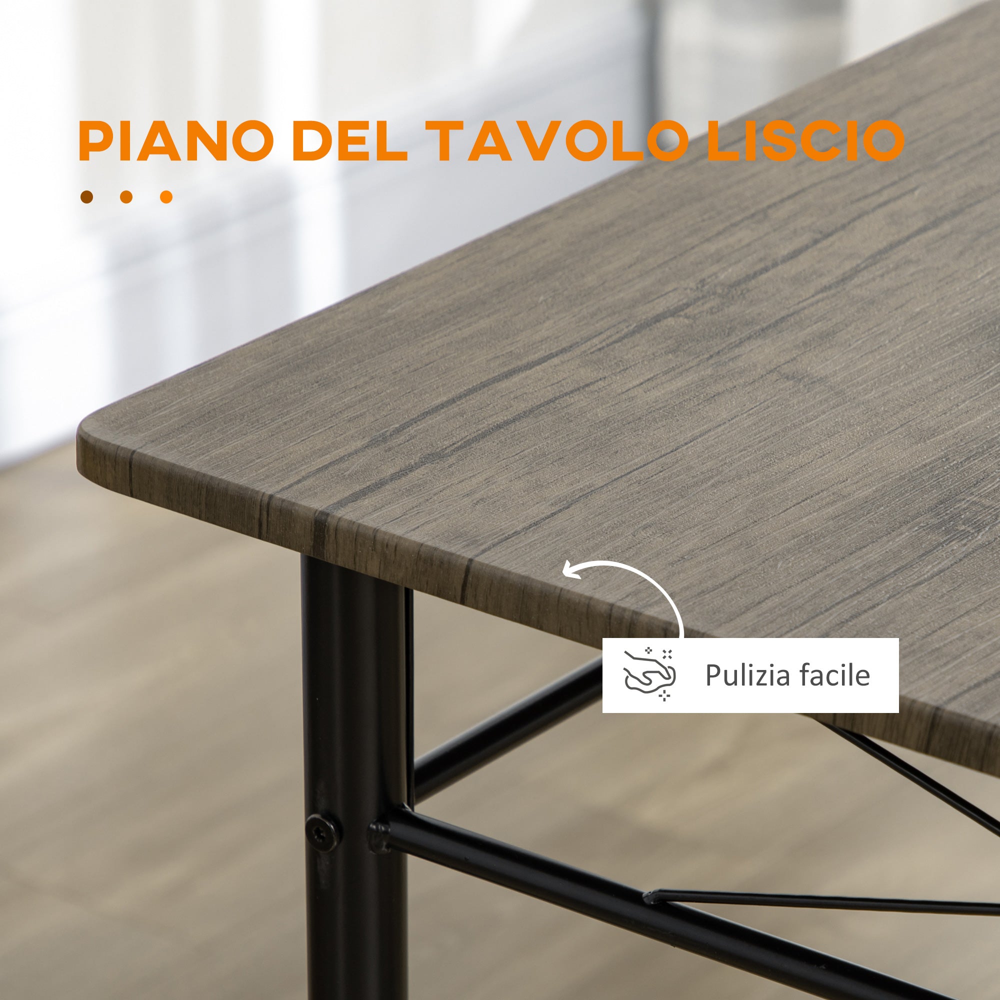 EASYCOMFORT  Tavolo da Pranzo con 4 Sedie, Set 5 Pezzi in MDF e Metallo per Sala da Pranzo, Cucina, Soggiorno e Bar