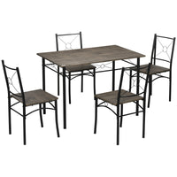 EASYCOMFORT  Tavolo da Pranzo con 4 Sedie, Set 5 Pezzi in MDF e Metallo per Sala da Pranzo, Cucina, Soggiorno e Bar