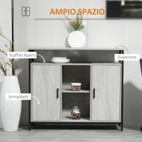 EASYCOMFORT  Credenza Moderna in Legno con 2 Armadietti e Ripiani, 100x34x87.2cm, Grigio Chiaro