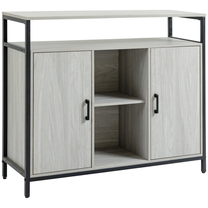 EASYCOMFORT  Credenza Moderna in Legno con 2 Armadietti e Ripiani, 100x34x87.2cm, Grigio Chiaro