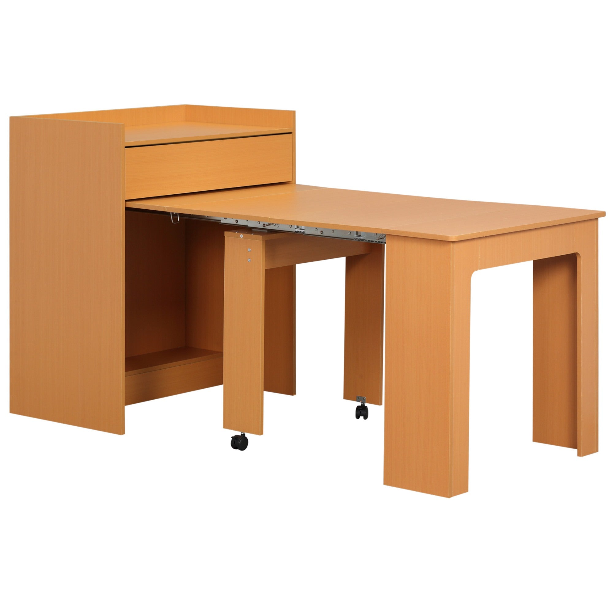 EASYCOMFORT  Tavolo Pieghevole da Pranzo max 5 Persone in Truciolato e Acciaio, 84x180x100 cm, color Legno