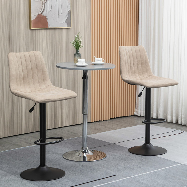 EASYCOMFORT  Sgabelli da Bar Set 2 Pezzi ad Altezza Regolabile, in Acciaio e Poliestere, 47.5x57.5x95-116 cm, Marrone