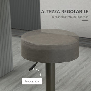 EASYCOMFORT  Set 2 Sgabelli da Bar Girevoli con Poggiapiedi e Altezza Regolabile, 35x36x64-85cm, Grigio