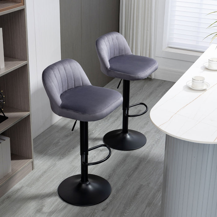 EASYCOMFORT  Set 2 Sgabelli da Bar con Schienale e Poggiapiedi, Girevoli con Altezza Regolabile, Grigio