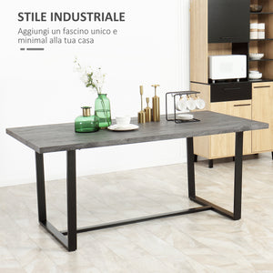 EasyComfort Tavolo da Pranzo Rettangolare Stile Industriale per 8 Persone, 180x90x75cm, Grigio e Nero