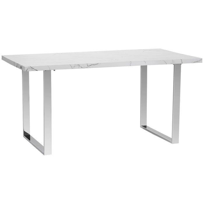 EasyComfort Tavolo da Pranzo Rettangolare per 6-8 Persone Effetto Marmo, 160x90x75cm, Bianco