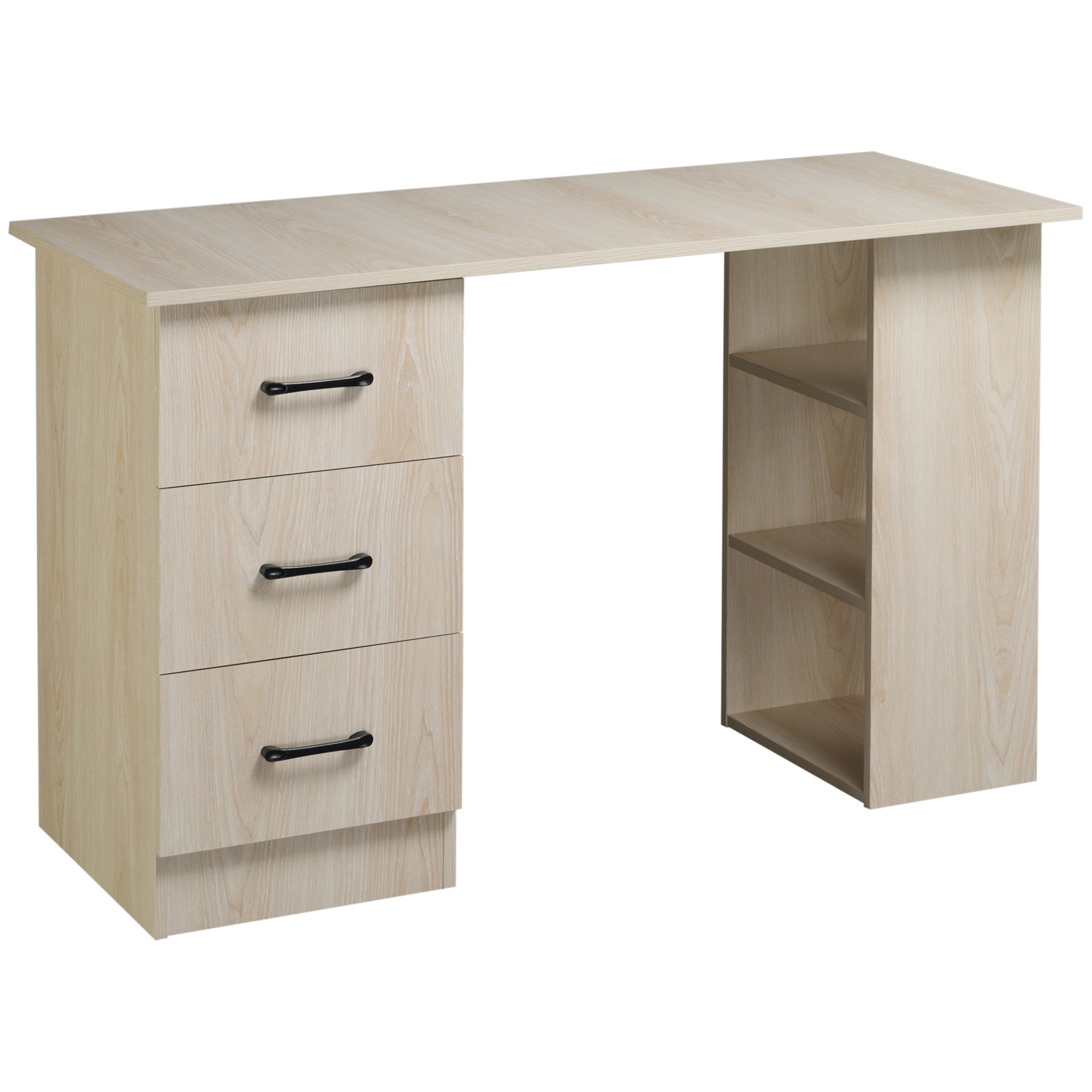 EASYCOMFORT  Scrivania PC Moderna per Camera con 3 Cassetti e 3 Scaffali in Legno per Casa e Ufficio 120x49x72cm