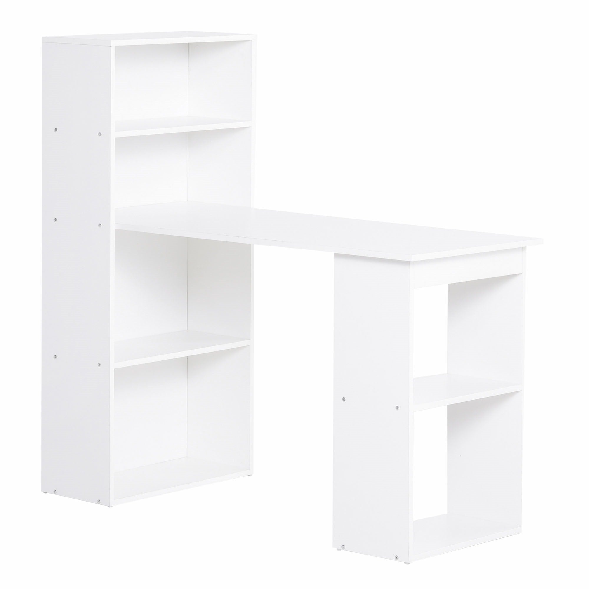 EasyComfort Scrivania Computer con Libreria Salvaspazio, Tavolo da Pranzo per Ufficio e Studio, 120x55x120 cm, Bianco