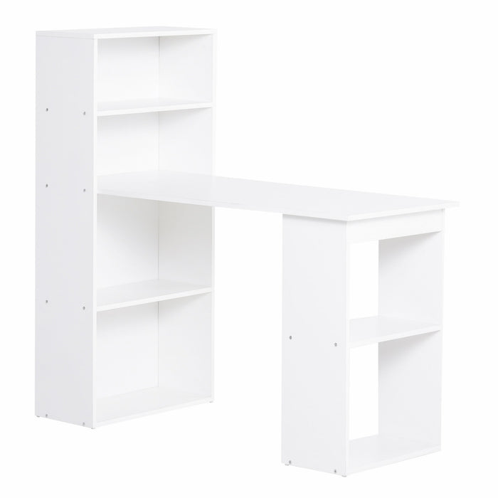 EasyComfort Scrivania Computer con Libreria Salvaspazio, Tavolo da Pranzo per Ufficio e Studio, 120x55x120 cm, Bianco