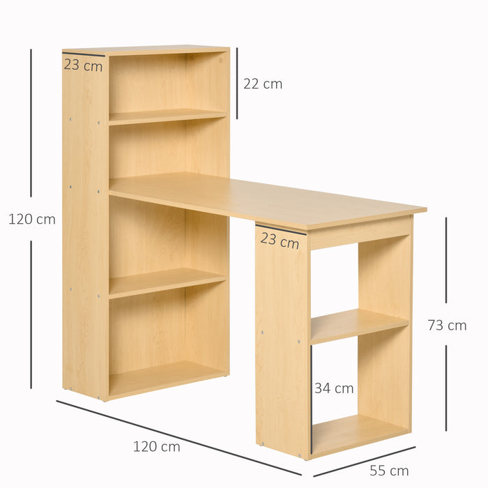 EasyComfort Scrivania Computer con Libreria Salvaspazio, Tavolo da Pranzo per Ufficio e Studio in Truciolato 120x55x120 cm