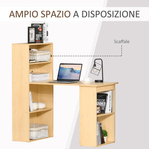 EasyComfort Scrivania Computer con Libreria Salvaspazio, Tavolo da Pranzo per Ufficio e Studio in Truciolato 120x55x120 cm