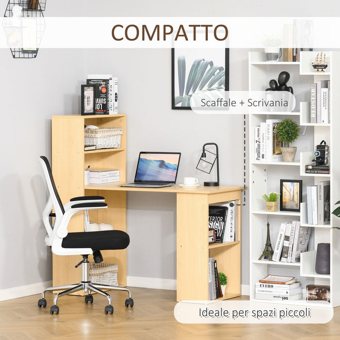 EasyComfort Scrivania Computer con Libreria Salvaspazio, Tavolo da Pranzo per Ufficio e Studio in Truciolato 120x55x120 cm