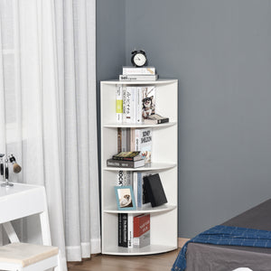 EasyComfort Libreria ad Angolo 4 Ripiani a Muro e Parete 39.5x39.5x120cm Bianco Legno