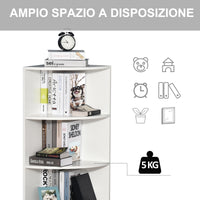 EasyComfort Libreria ad Angolo 4 Ripiani a Muro e Parete 39.5x39.5x120cm Bianco Legno