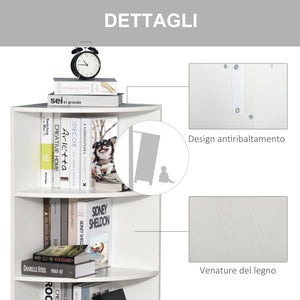 EasyComfort Libreria ad Angolo 4 Ripiani a Muro e Parete 39.5x39.5x120cm Bianco Legno