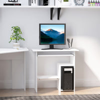 EasyComfort Scrivania per Computer Porta PC Moderna Salvaspazio, Scrivania da Uffcio con Ripiano per CPU e Mensola Tastiera Estraibile in Legno, 80x45x75cm, Bianco