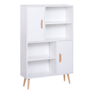 Libreria con Piedini in Legno di Pino Bianco 80x23.5x123 cm