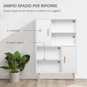 Libreria con Piedini in Legno di Pino Bianco 80x23.5x123 cm