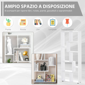 Libreria di Design 8 Ripiani 70x24x178 cm in Legno Truciolare Bianco