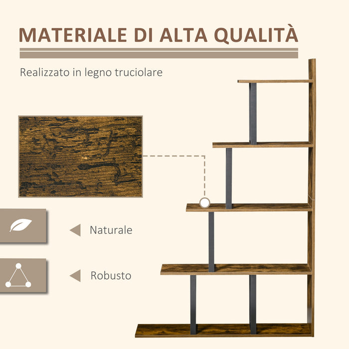 Easycomfort Libreria Antiribaltamento Stile Industriale, Scaffale Vintage con 5 Ripiani in Truciolato, 102x30x160cm