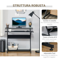 EASYCOMFORT  Tavolo Porta PC Salvaspazio con Ripiano Monitor Rialzato, Scrivania per Computer da Ufficio in Legno, 100x60x85.5cm - Nero