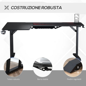 EASYCOMFORT  Scrivania Angolare per Gaming e Ufficio con Gancio per Cuffie, Porta Tazza, Supporto Gamepad e Tappetino - Nero