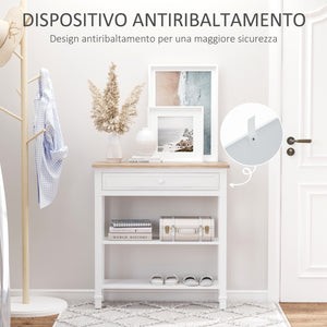 EasyComfort Tavolo Consolle con Cassetto per Ingresso Bianco