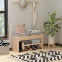 Easycomfort Scarpiera 2 in 1, Panca in Legno con Seduta Imbottita e Scomparto Nascosto, per Entrata/Ingresso, 80 x 30 x 48cm