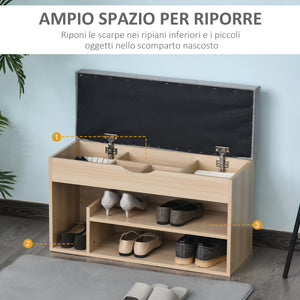 Easycomfort Scarpiera 2 in 1, Panca in Legno con Seduta Imbottita e Scomparto Nascosto, per Entrata/Ingresso, 80 x 30 x 48cm