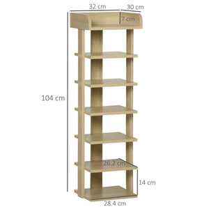 EASYCOMFORT Mobile Scarpiera per Ingresso in Legno, con Ripiano Porta Oggetti, 32x30x104cm, Rovere