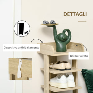 EASYCOMFORT Mobile Scarpiera per Ingresso in Legno, con Ripiano Porta Oggetti, 32x30x104cm, Rovere