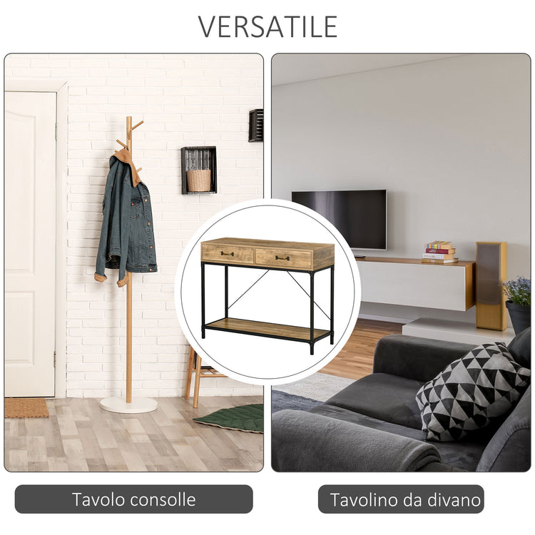 Consolle Fissa 100x35x76,5 cm in Metallo e Legno Marrone