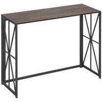 EasyComfort Tavolo Consolle da Ingresso Stile Industriale Pieghevole in Legno e Metallo, 100x38x80cm, Marrone