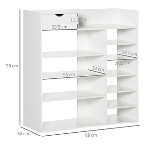 EASYCOMFORT  Mobile Scarpiera Salvaspazio con Ripiani e Cassetto per 12 Scarpe, 88x30x93cm, Bianco