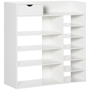 EASYCOMFORT  Mobile Scarpiera Salvaspazio con Ripiani e Cassetto per 12 Scarpe, 88x30x93cm, Bianco