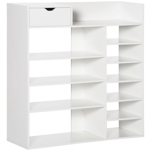 EASYCOMFORT  Mobile Scarpiera Salvaspazio con Ripiani e Cassetto per 12 Scarpe, 88x30x93cm, Bianco