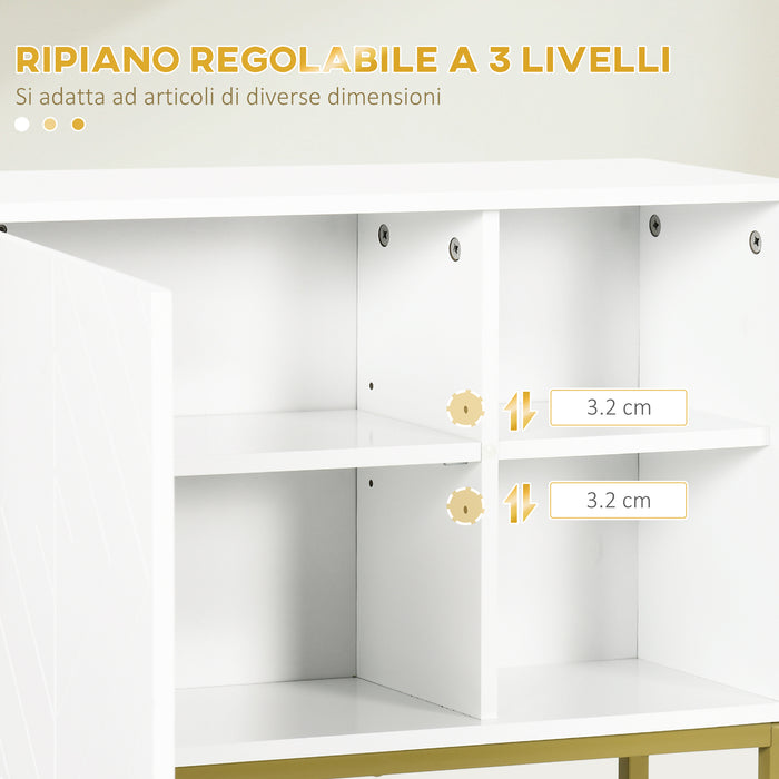 EasyComfort Armadietto Bagno a 2 Livelli, Montaggio a Parete con Ripiani Aperti in MDF Bianco, 60x20x51 cm