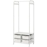 Easycomfort Stand Appendiabiti con Scarpiera a 4 Cesti e 8 Ganci, in Acciaio e Plastica, 63x37x153 cm, Bianco