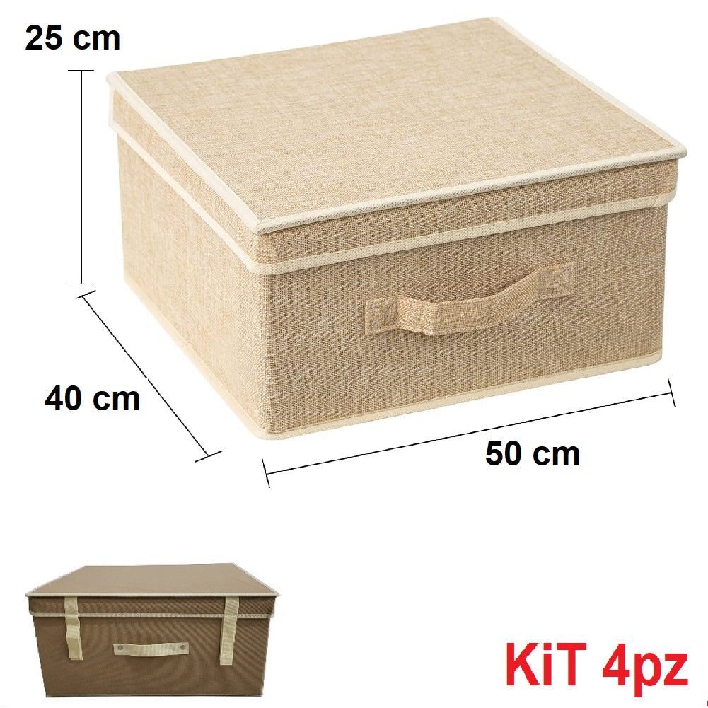 Scatole per il Cambio Stagione KIT 4pz in TNT Salvaspazio Pieghevole 50x40 H25cm