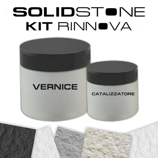 Kit di ripristino per piatti doccia in pietra con MARCHIO SOLIDSTONE - Kit completo colore Grigio (Stucco e vernice)