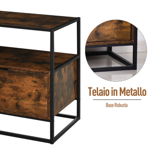 Easycomfort Credenza in Stile Industriale, Comò Vintage in Legno e Metallo per Soggiorno o Camera con 1 Cassetto 73x45.5x76cm