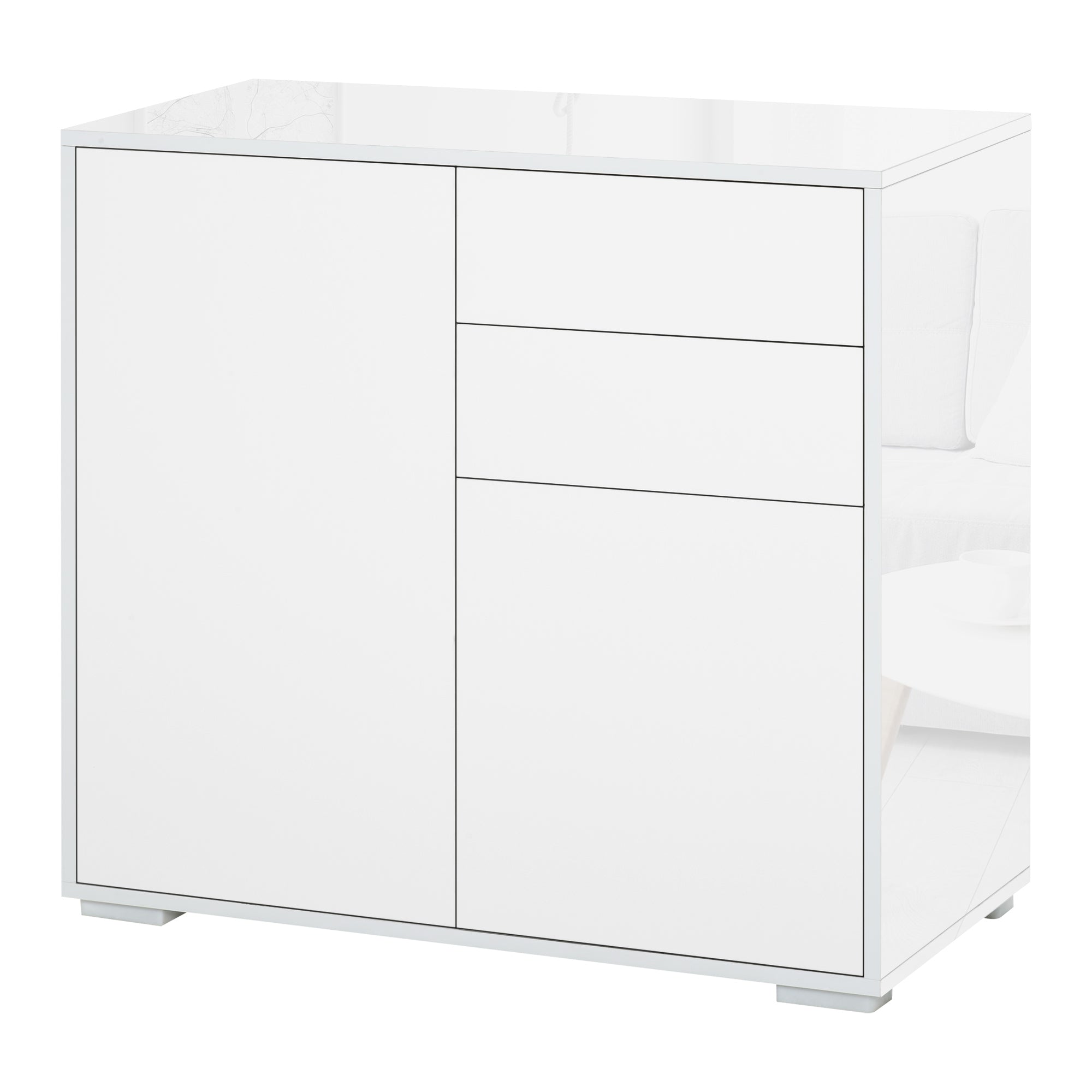 Mobile Multiuso 2 Cassetti 2 Ante 79x36x74 cm in Legno Bianco