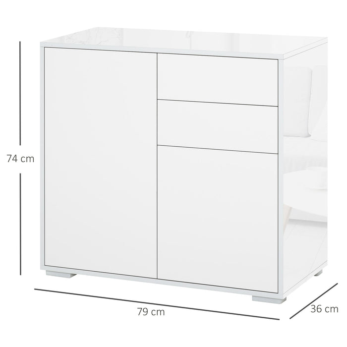 Mobile Multiuso 2 Cassetti 2 Ante 79x36x74 cm in Legno Bianco